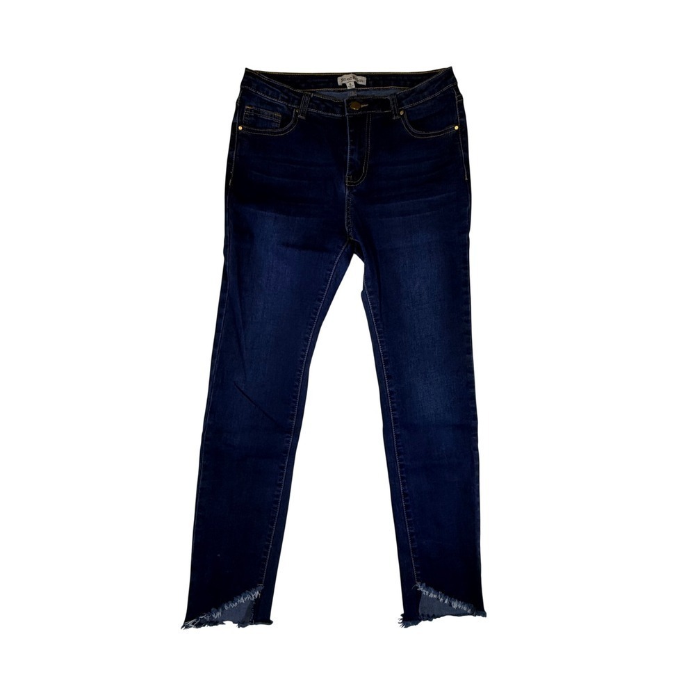 SEE AND BE SEEN Womens Skinny Jeans Dark Wash Frayed Hem Size 6